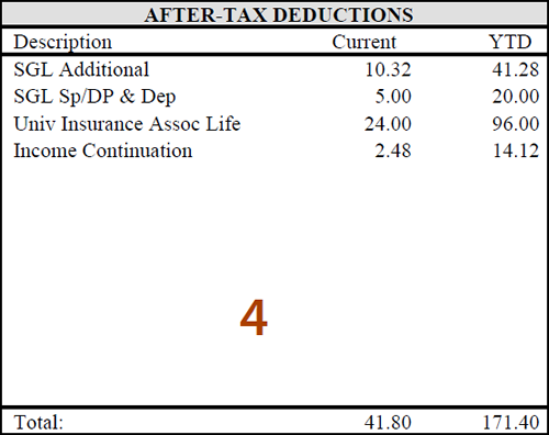 Screenshot of Earnings Statement After-Tax Deductions section